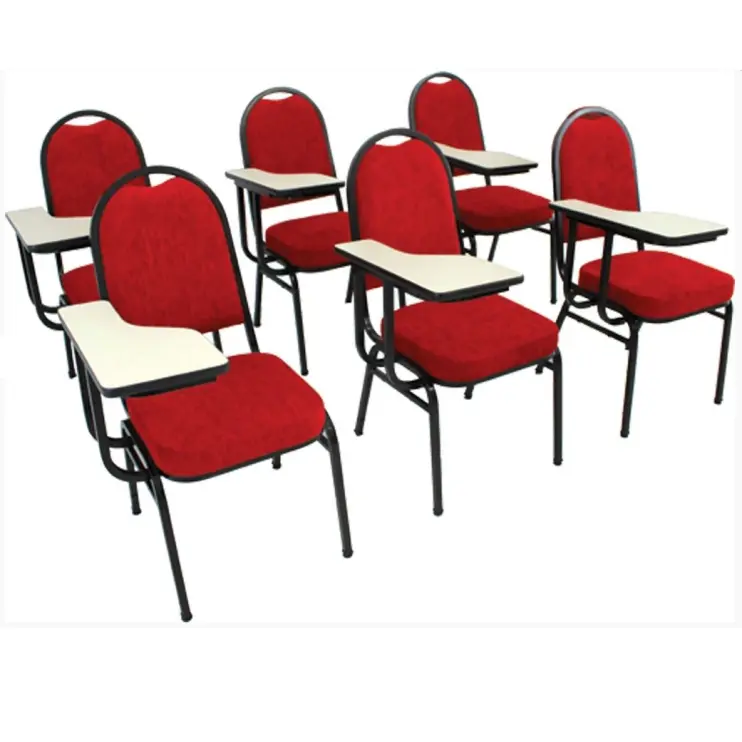 CADEIRA FIXA EMPILHÁVEL ESTOFADA COM PRANCHETA REMOVÍVEL