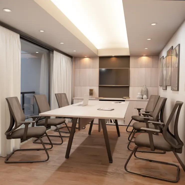 MESA DE REUNIÃO RETANGULAR COM PÉ DE AÇO