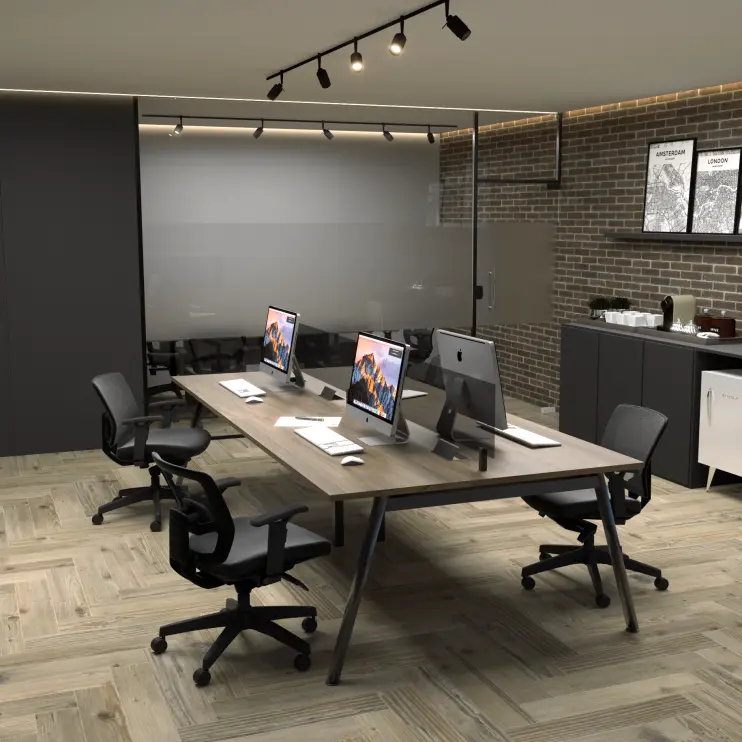 PLATAFORMA DUPLA COM PÉ CAVALETE E DIVISÓRIA CENTRAL