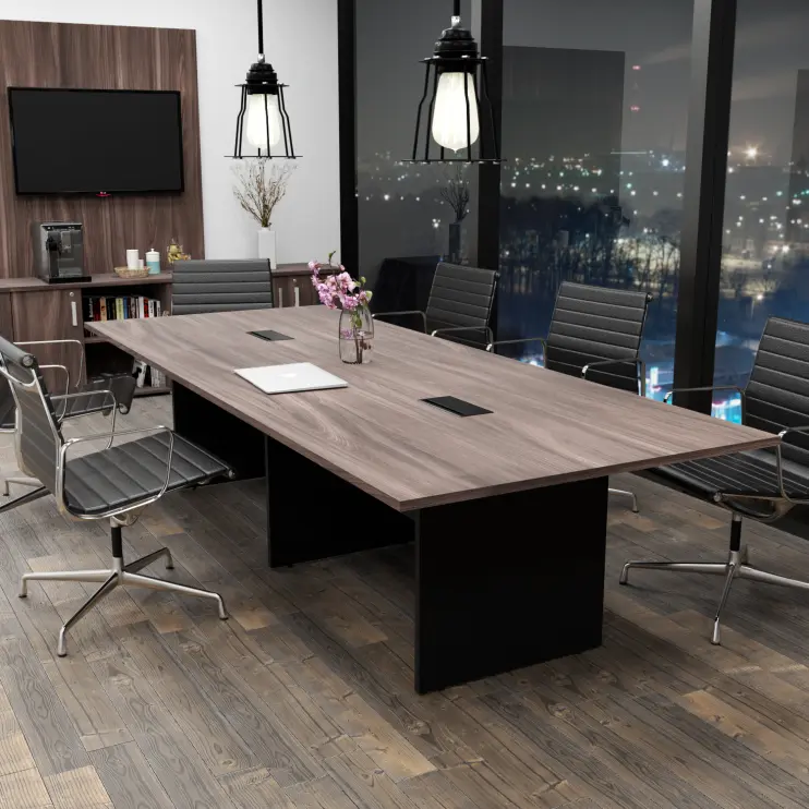 MESA REUNIÃO RETANGULAR  BIPARTIDA COM CAIXA DE TOMADA - PRIMA