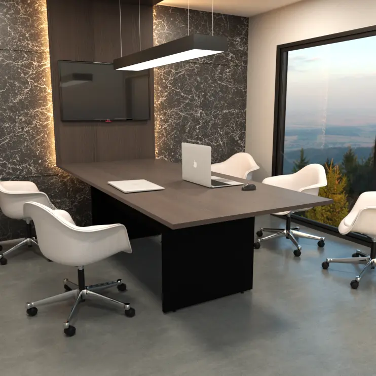 MESA DE REUNIÃO RETANGULAR COM PÉ PAINEL