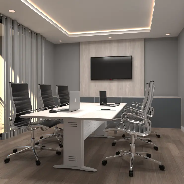 MESA DE REUNIÃO RETANGULAR COM PÉ DE AÇO