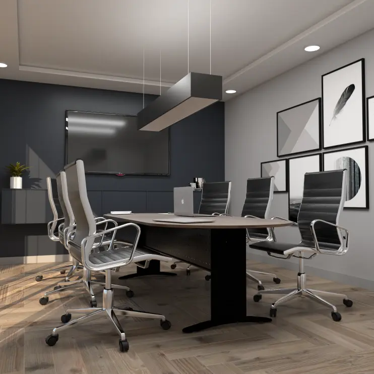 MESA DE REUNIÃO OVAL COM PÉ DE AÇO