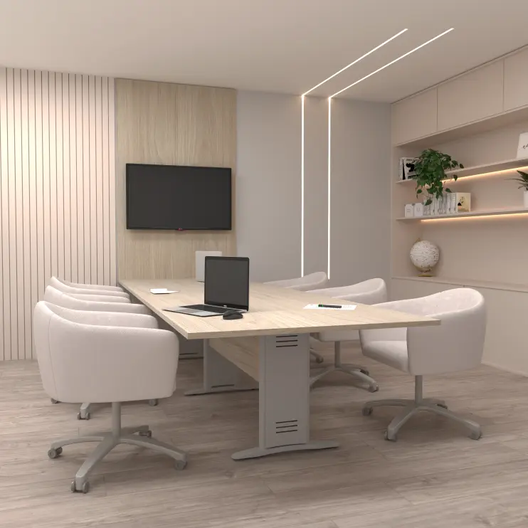 MESA DE REUNIÃO BIPARTIDA COM PÉ DE AÇO