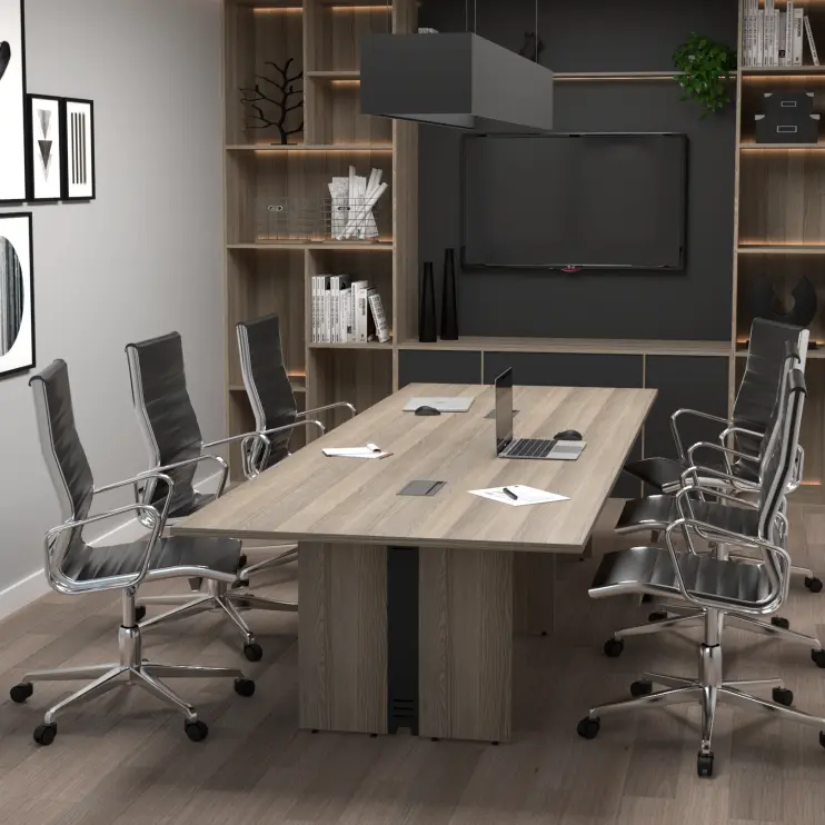 MESA DE REUNIÃO RETANGULAR COM CAIXA DE TOMADA