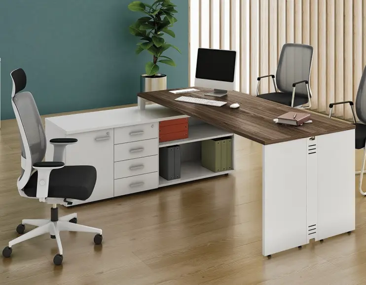 MESA DIRETIVA COM ARMÁRIO LATERAL