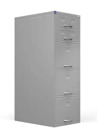 ARQUIVO DE AÇO COM 3 GAVETAS PARA PASTA SUSPENSA E 2 GAVETAS PARA FICHÁRIO