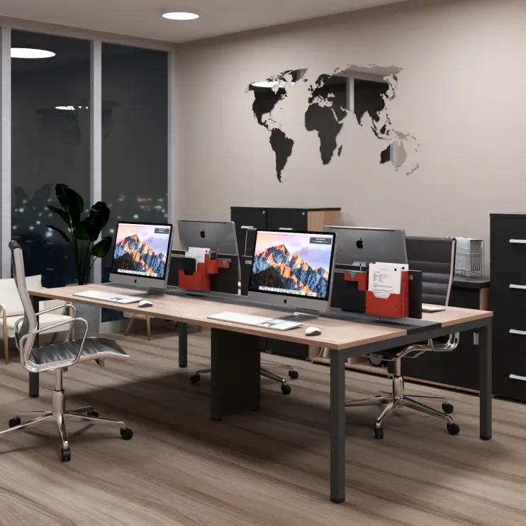 PLATAFORMA DE TRABALHO DUPLA COM BIOMBO DIVISOR - WP