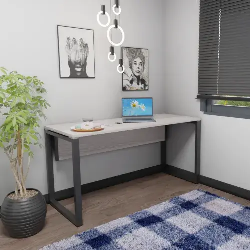 MESA RETA PÉ TRAVE DE AÇO