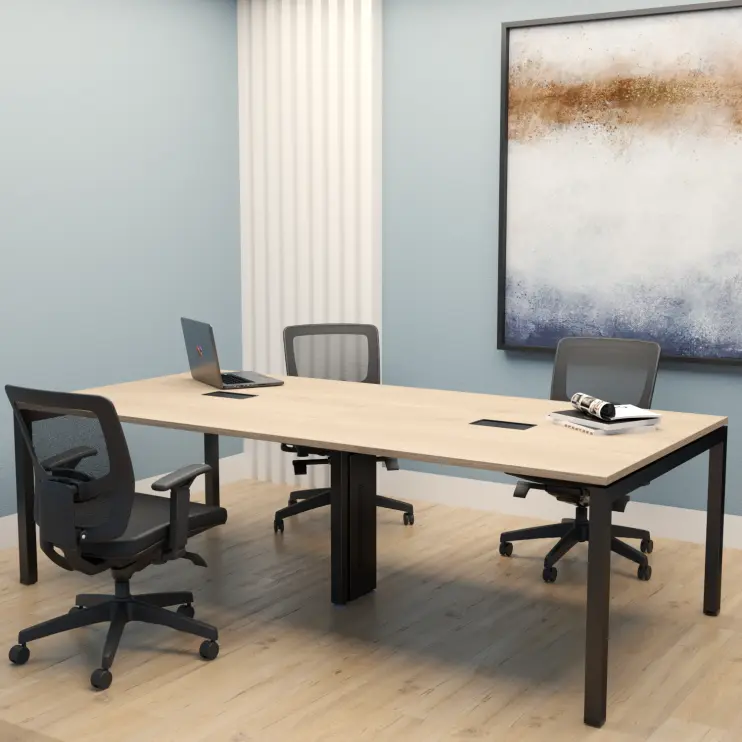 MESA DE REUNIÃO COM PÉ TRAVE DE AÇO