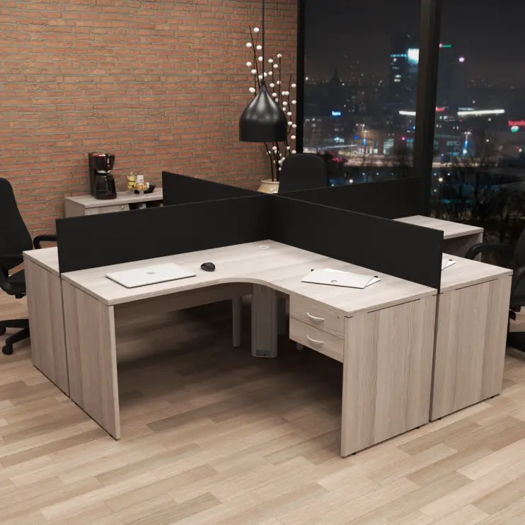 ESTAÇÃO DE TRABALHO DE 4 LUGARES COM GAVETEIRO FIXO