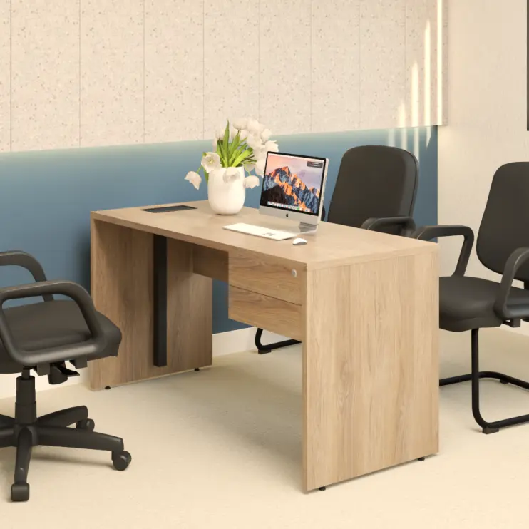 MESA RETAPÉ PAINEL COM CALHA E GAVETEIRO FIXO