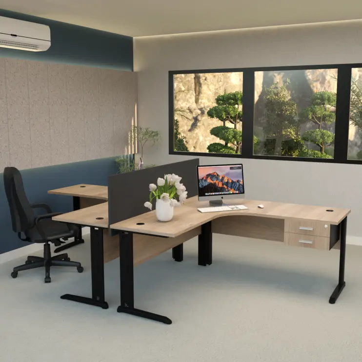 ESTAÇÃO DE TRABALHO DE 2 LUGARES COM GAVETEIRO FIXO