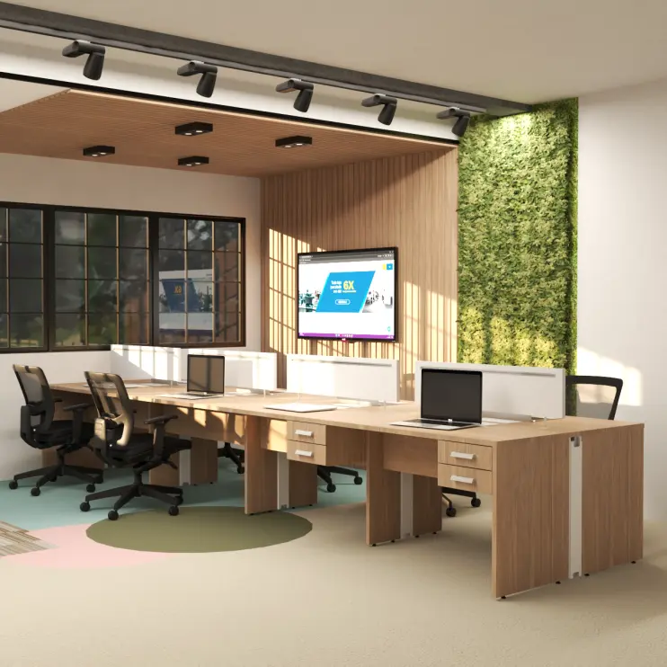 PLATAFORMA DUPLA PÉ PAINEL COM GAVETEIRO FIXO