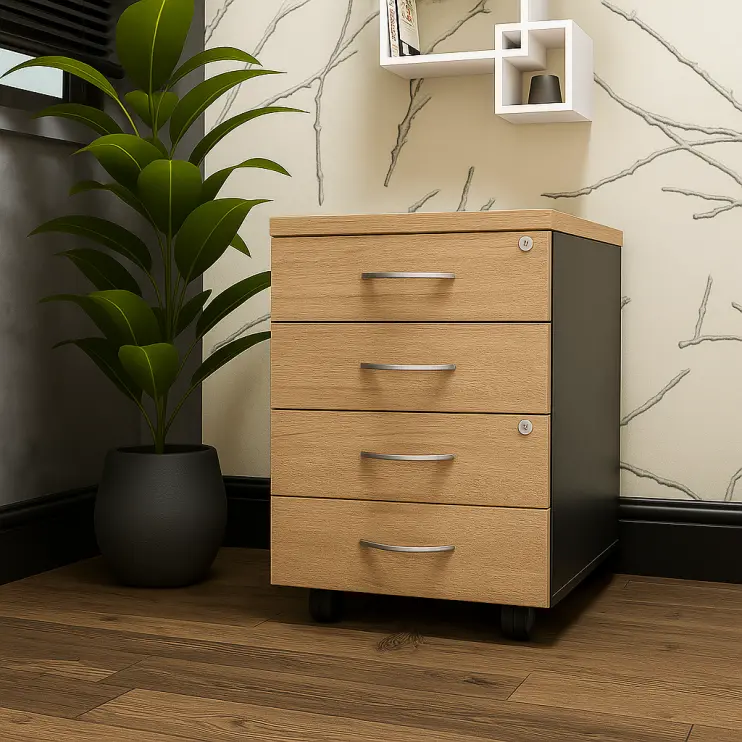 GAVETEIRO VOLANTE COM 4 GAVETAS E 2 FECHADURAS