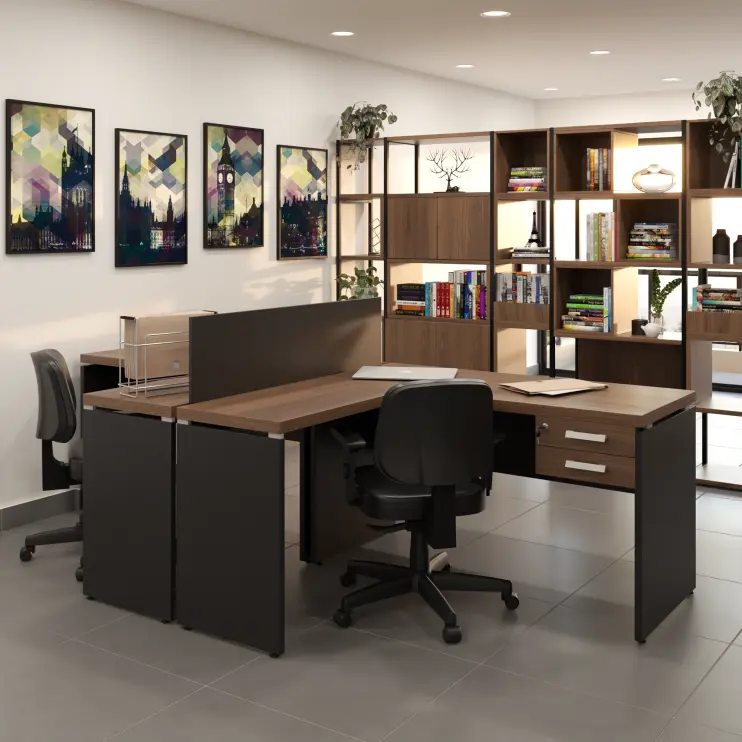 ESTAÇÃO DE TRABALHO DE 2 LUGARES COM GAVETEIRO FIXO