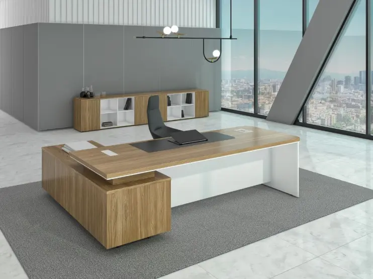 MESA DIRETIVA TÉRIOS COM ARMÁRIO LATERAL