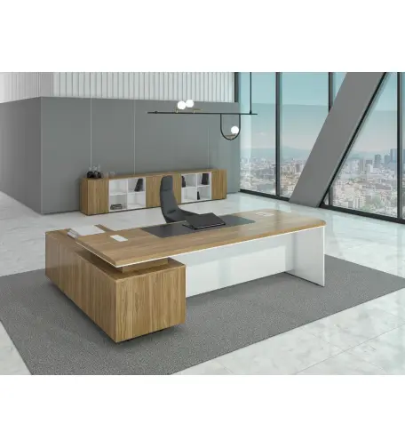 MESA DIRETIVA TÉRIOS COM ARMÁRIO LATERAL